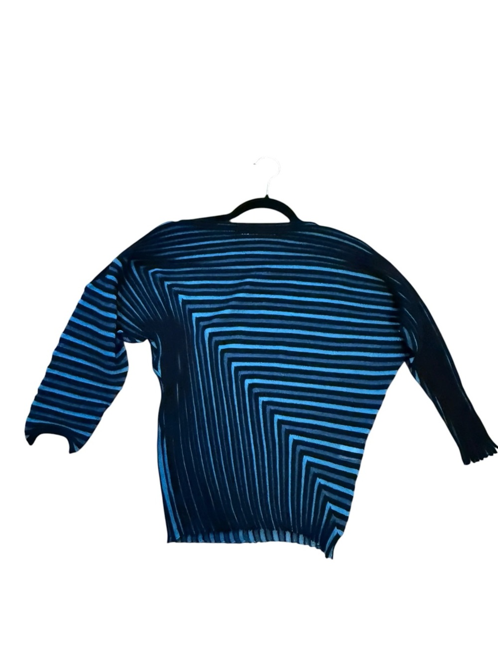 Rare Issey Miyake Blue and Black Stripe Boatneck Sweater Size 2